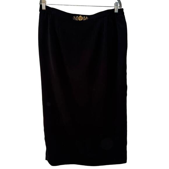 NWOT Vintage Black Floral Embroidered Embellished Pencil Skirt Women Plus Sz 18 - Picture 1 of 9